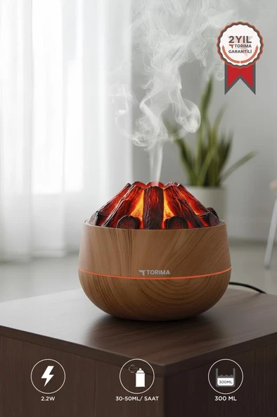 TORIMA H11 Ahşap Odun Ateş Efekli 300ml Sessiz Ultrasonik  Hava Nemlendirici ürün görseli