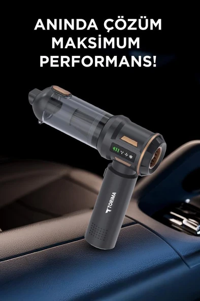 Torima LT-100 Siyah 4in1 Mini Çok Fonksiyonlu  Şarjlı Araç ve Ev Kullanımı İçin El Süpürgesi - Resim 3