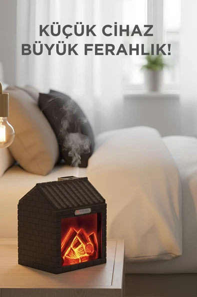 TORIMA H9 Koyu Kahve Şömine Efektli 200ml Sessiz Ultrasonik House Hava Nemlendirici - Resim 2