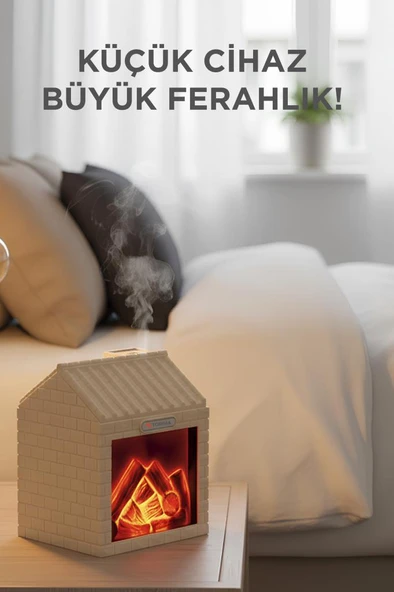 TORIMA H9 Ahşap Şömine Efektli 200ml Sessiz Ultrasonik House Hava Nemlendirici - Resim 2