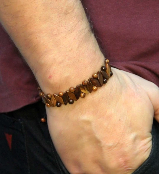 Doğal Kuka Ağacı Erkek Asansörlü Ayarlanabilir Bileklik eub111 - Resim 3