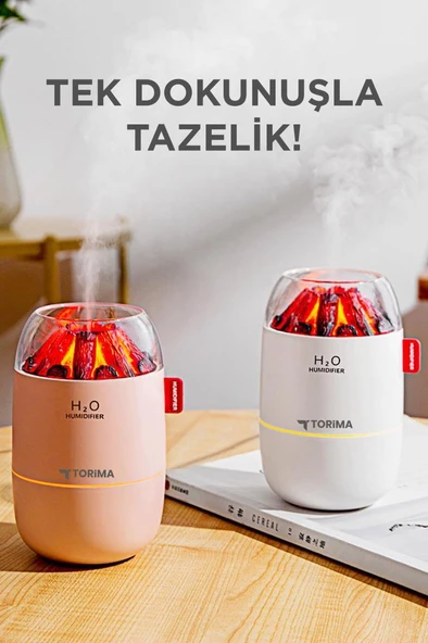 Torima H16 Beyaz Odun Ateşi Efekli Hava Nemlendirici Buhar Makinesi 280ML LED Işıklı Sessiz Çalışma - Resim 2