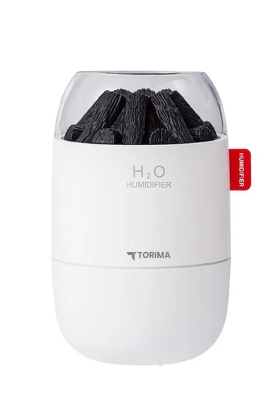 Torima H16 Beyaz Odun Ateşi Efekli Hava Nemlendirici Buhar Makinesi 280ML LED Işıklı Sessiz Çalışma - Resim 4