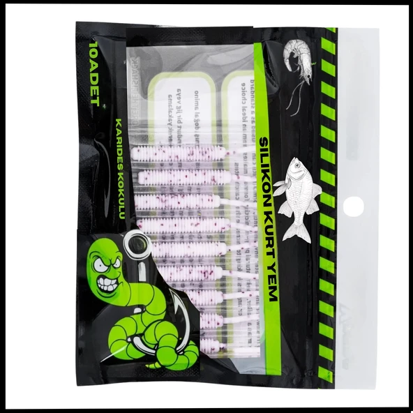 Uyguna-Yakala 1g 52mm -10 Adet  Silikon Kurt Yem - Karides Kokulu- Beyaz  -1073-WHT ürün görseli