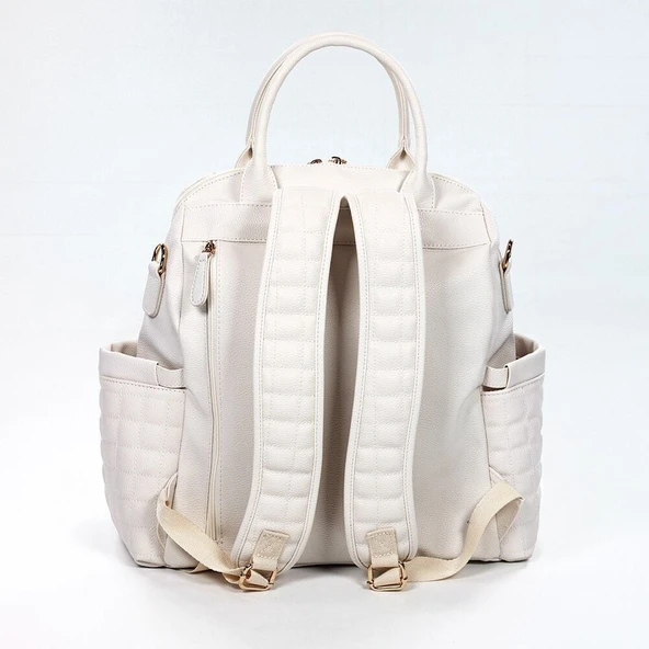 M&Y Kitty Deri Anne Bebek Bakım Sırt Çantası 7271 Krem - Resim 2