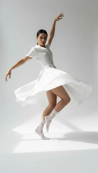 Plus Scorpion Kadın Pembe Kurdele Desenli Soket Çorap – Pamuklu, Esnek, Nefes Alabilir (36-40) - Resim 4