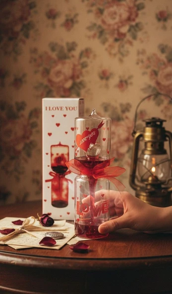 Aşk Ölçer El Isısı İle Aşk Testi Cam Fanus Romantik Sevgiliye Yılbaşı Hediyesi ürün görseli