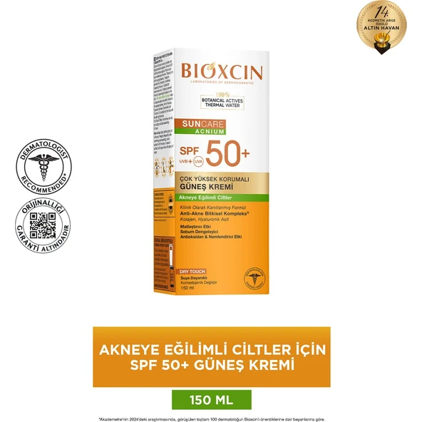Bioxcin Sun Care Akneye Eğilimli Ciltler İçin Güneş Kremi 50 Spf - Akne, Dry Touch, Mat - Büyük Boy 150 ml ürün görseli
