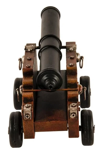 Vintage Savaş Gemisi Topu Nostaljik Metal Top Arabası 29cm - Resim 10