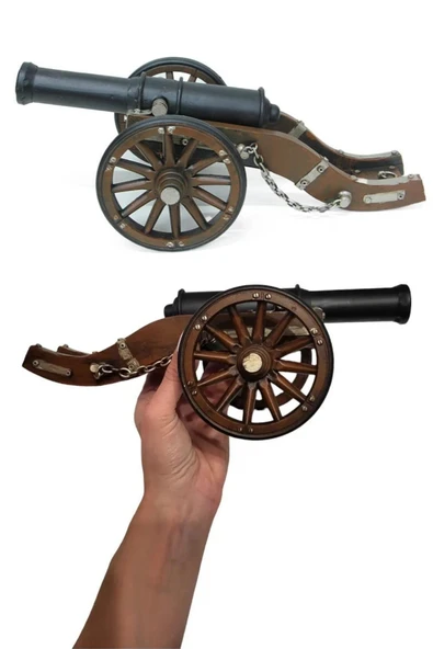 Vintage Louis XIV Savaş Topu Nostaljik Metal Top Arabası 30cm - Resim 11