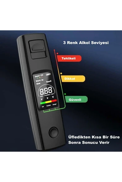 Plentiful Taşınabilir Alkol Ölçüm Test Cihazı Trafik Alkol Tester Yüksek Hassasiyet Hızlı Tepki Şarjlı - Resim 3