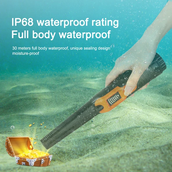 Su Altı Altın Metal Dedektörü IP-68 15 Feet Led Ekran+Pil Siyah - Resim 7