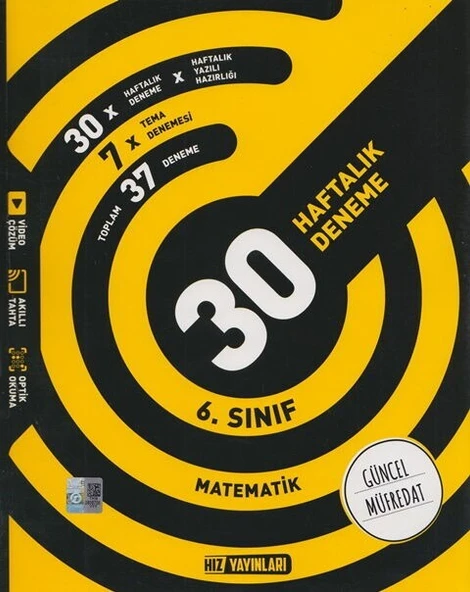6. Sınıf Matematik 30 Haftalık Kazanım Denemeleri Hız Yayınları ürün görseli