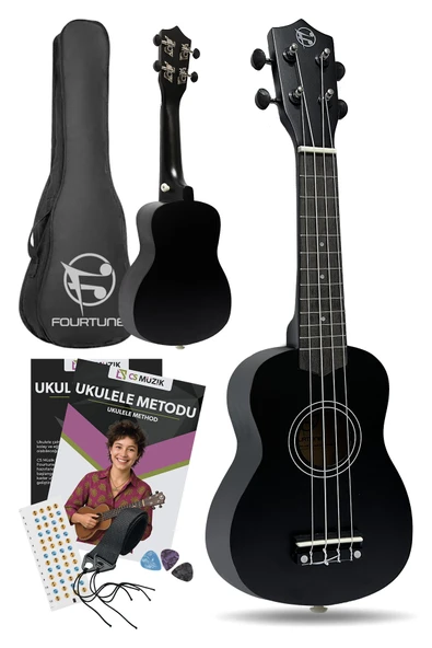 Fourtune Nova UKS-21BK Gül Ağacı Siyah Soprano Ukulele Seti ürün görseli