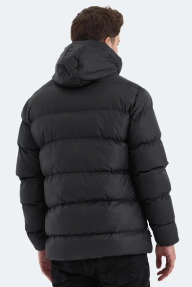 Slazenger Hank Erkek Kapüşonlu Şişme Siyah Mont - Resim 6