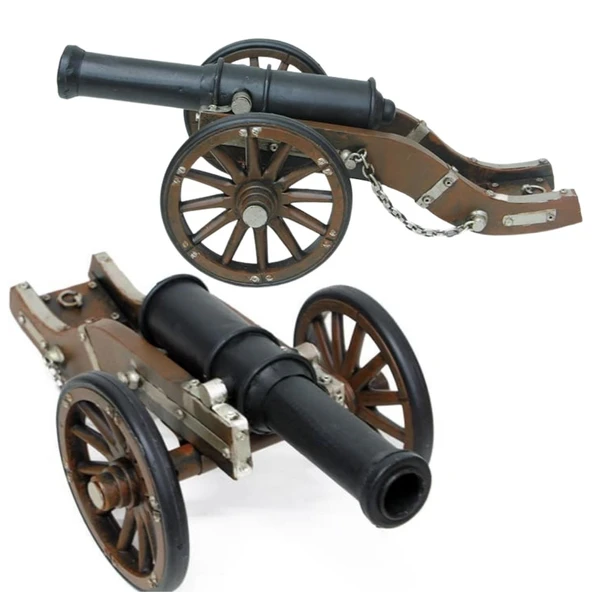 Vintage Louis XIV Savaş Topu Nostaljik Metal Top Arabası 30cm - Resim 3