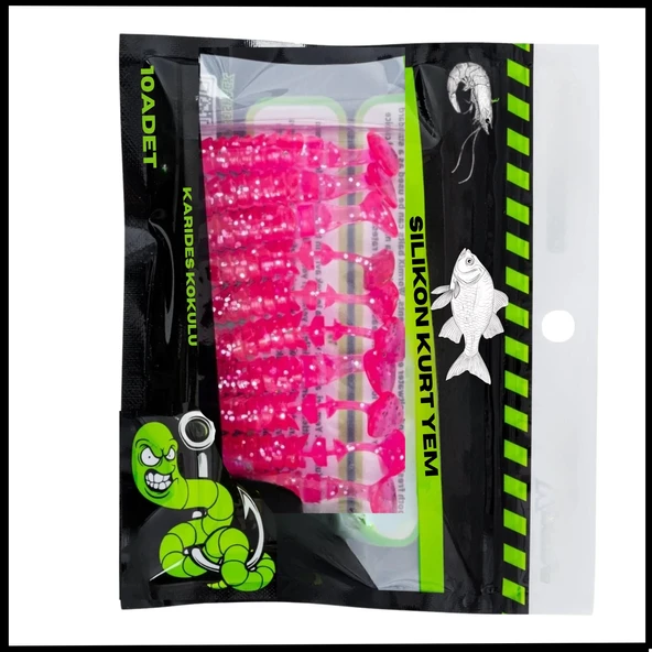 Uyguna-Yakala 1,5g 45mm -10 Adet  Silikon Kurt Yem  UV Silikon - Karides Kokulu-Pembe -1002-15 ürün görseli