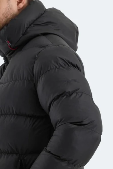 Slazenger Hank Erkek Kapüşonlu Şişme Siyah Mont - Resim 7