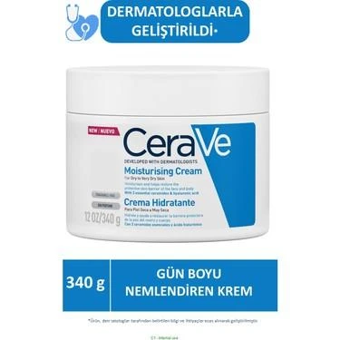 CeraVe Nemlendici Krem Kuru Ciltler İçin Yüz Vücut 340gr ürün görseli 1