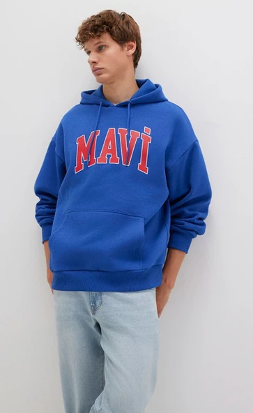 Mavi 067149 Logo Baskılı Erkek Kapüşonlu Sweatshirt - Resim 4