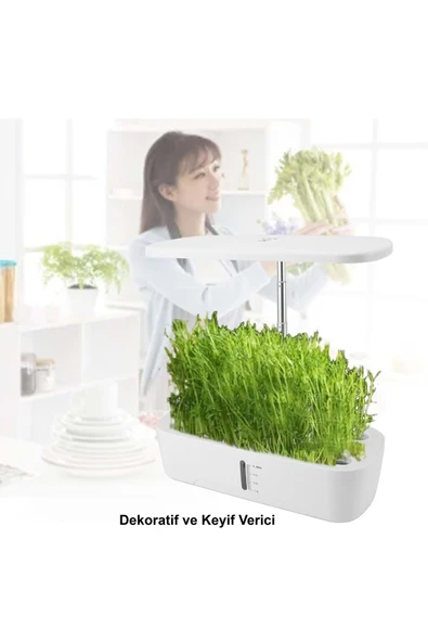 Hidroponik Topraksız 12 Bölme Bitki Yetiştirme Kiti 3 Mod 139 LED Tam Spekturum Bahçe Kit - Resim 7