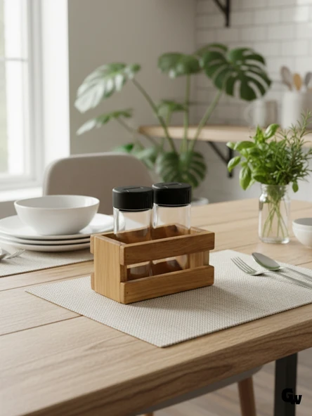 Ahşap Doğal 2Li Baharatlık Ahşap Cam Set Takımı(SET)(KİRAZ) Ahşap Rengi 2 SET - Resim 2