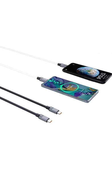 Torima U15 Beyaz 3.0A TYPE-C TO  TYPE-C Şarj-Data Kablosu 1metre - Resim 3