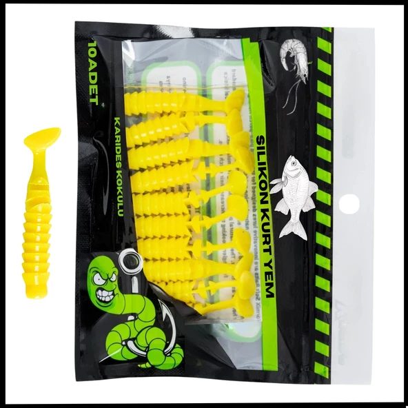 Uyguna-Yakala 1,5g 45mm -10 Adet  Silikon Kurt Yem  UV Silikon - Karides Kokulu-Limon  -1002-LM ürün görseli