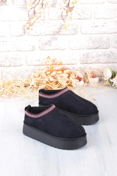 Fort 1191 İçi Kürklü Kalın Taban Önü Kapalı Kışlık Kadın Terlik - Resim 4