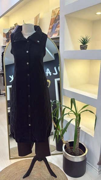 İnvee Triko Detaylı Çıtçıtlı Rugan Yelek 7181 siyah - Resim 5