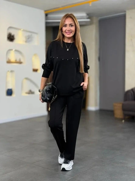 MDB Kadın Inci Detay odal Kumaş Ikili Takım ürün görseli 1