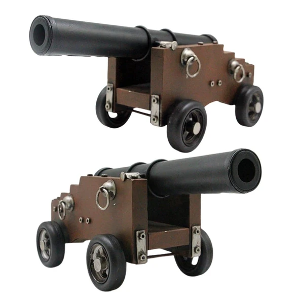 Vintage Savaş Gemisi Topu Nostaljik Metal Top Arabası 29cm - Resim 4