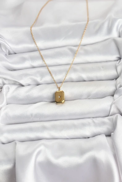 316L Çelik Zincir Gold Renk Minimal Kutup Yıldızı Model Kadın Kolye - TJ-BKO10683 - Resim 2