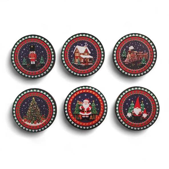 Yılbaşı Bardak Altlığı 6 Adet ürün görseli