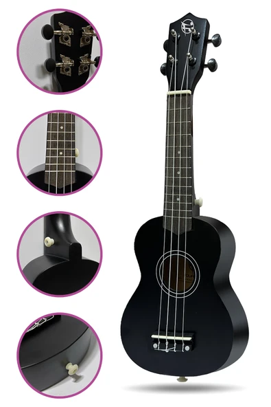 Fourtune Nova UKS-21BK Gül Ağacı Siyah Soprano Ukulele Seti - Resim 3