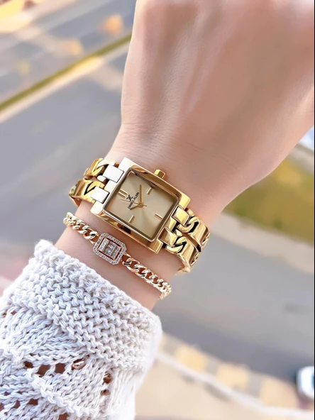 Daniel Klein Zincirli Kordon 3 Atm Suya Dayanıklı 2 Yıl Garantili Kadın Kol Saati+Bileklik S10052.3 - Resim 2