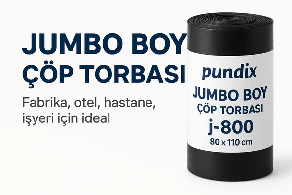 Pundix J800 Jumbo Boy Çöp Torbası 80X110 cm 1 Koli 10 Rulo x 10 Adet Profesyonel Endüstriyel Kullanım Dayanıklı, Sızdırmaz ve Geniş Hacimli Çöp Poşeti - Resim 5
