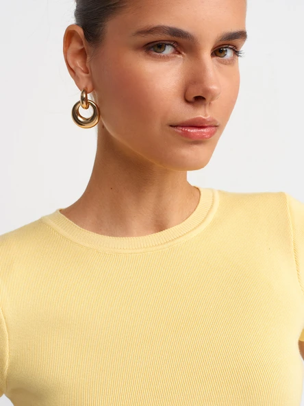 10357 DİLVİN KAZAK BİSİKLET YAKA KISA KOL CROP - Resim 8