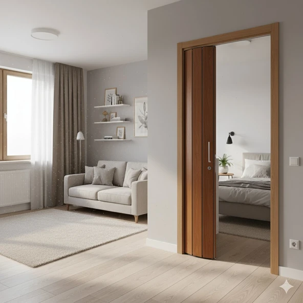 Katlanır Kapı Meşe 82x203 cm | Alan Tasarruflu Akordiyon Kapı – Şık, Dayanıklı ve Kolay Montaj ürün görseli
