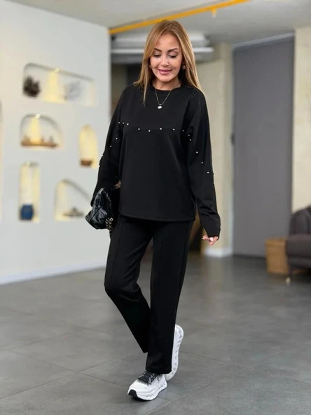 MDB Kadın Inci Detay odal Kumaş Ikili Takım - Resim 5