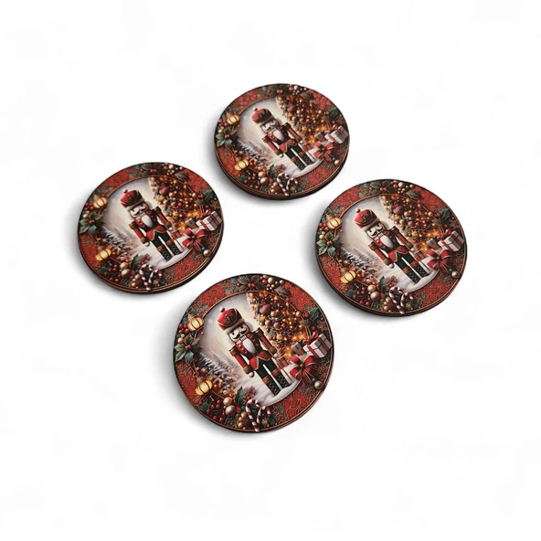 İngiliz Asker Yeni Yıl Bardak Altlığı 4 Adet - Resim 3