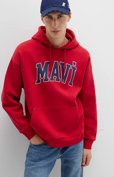 Mavi 067149 Logo Baskılı Erkek Kapüşonlu Sweatshirt - Resim 3