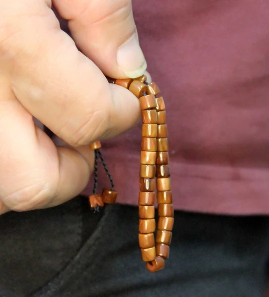 Doğal Kuka Ağacı Erkek Asansörlü Ayarlanabilir 33'lük Tesbih Bileklik eub121 - Resim 3
