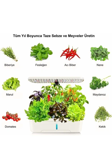 Hidroponik Topraksız 12 Bölme Bitki Yetiştirme Kiti 3 Mod 139 LED Tam Spekturum Bahçe Kit - Resim 3
