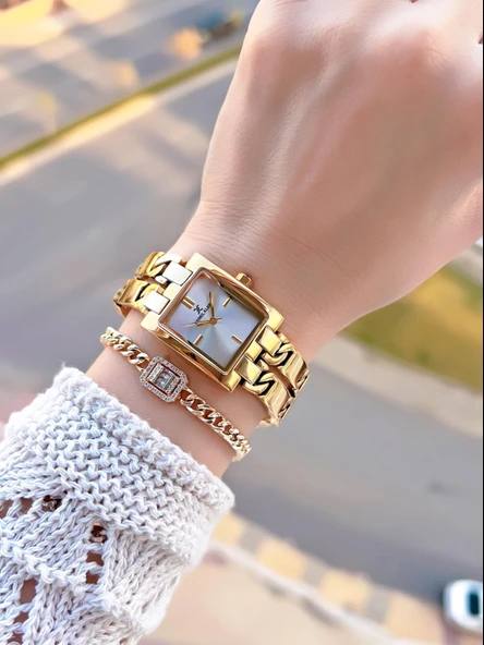 Daniel Klein Zincirli Kordon 3 Atm Suya Dayanıklı 2 Yıl Garantili Kadın Kol Saati+Bileklik S10052.2 - Resim 2