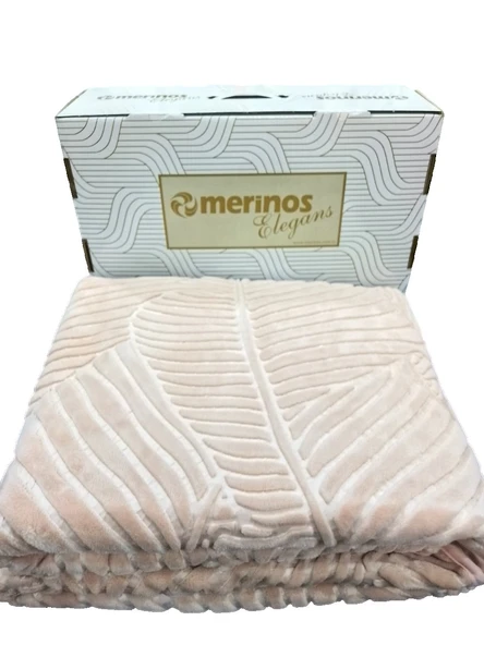 MERİNOS ELEGANCE EMBOSS TEK KİŞİLİK BATTANİYE PUDRA ürün görseli