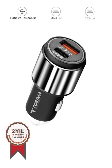 Torima C16 Silver Tüm Araçlara Uyumlu Araba Seyehat Çakmaklık Şarj Cihazı Çift Usb Araç Içi Şarz Soketi ürün görseli