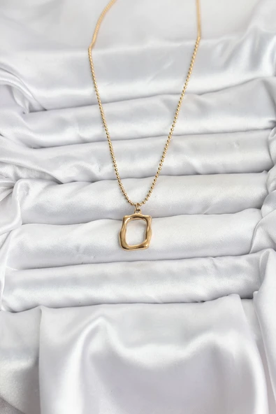 316L Çelik Zincir Gold Renk Model Kadın Kolye - TJ-BKO10688 - Resim 2