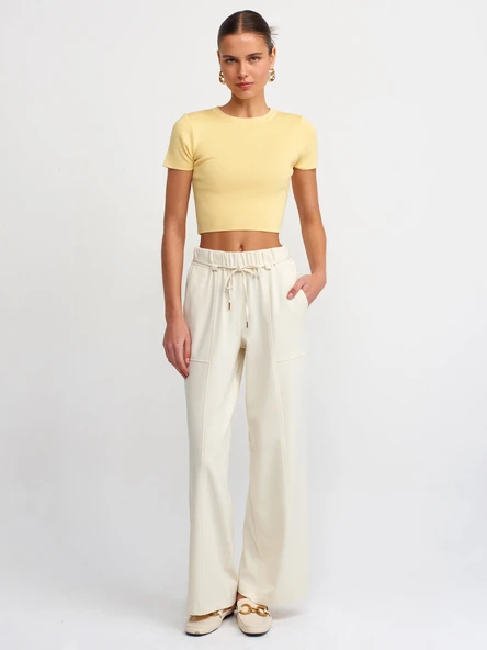 10357 DİLVİN KAZAK BİSİKLET YAKA KISA KOL CROP - Resim 6