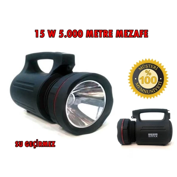 Gs-8006 Parlak Ledli Taşınabilir Şarj Edilebilir El Feneri 15w - Resim 2